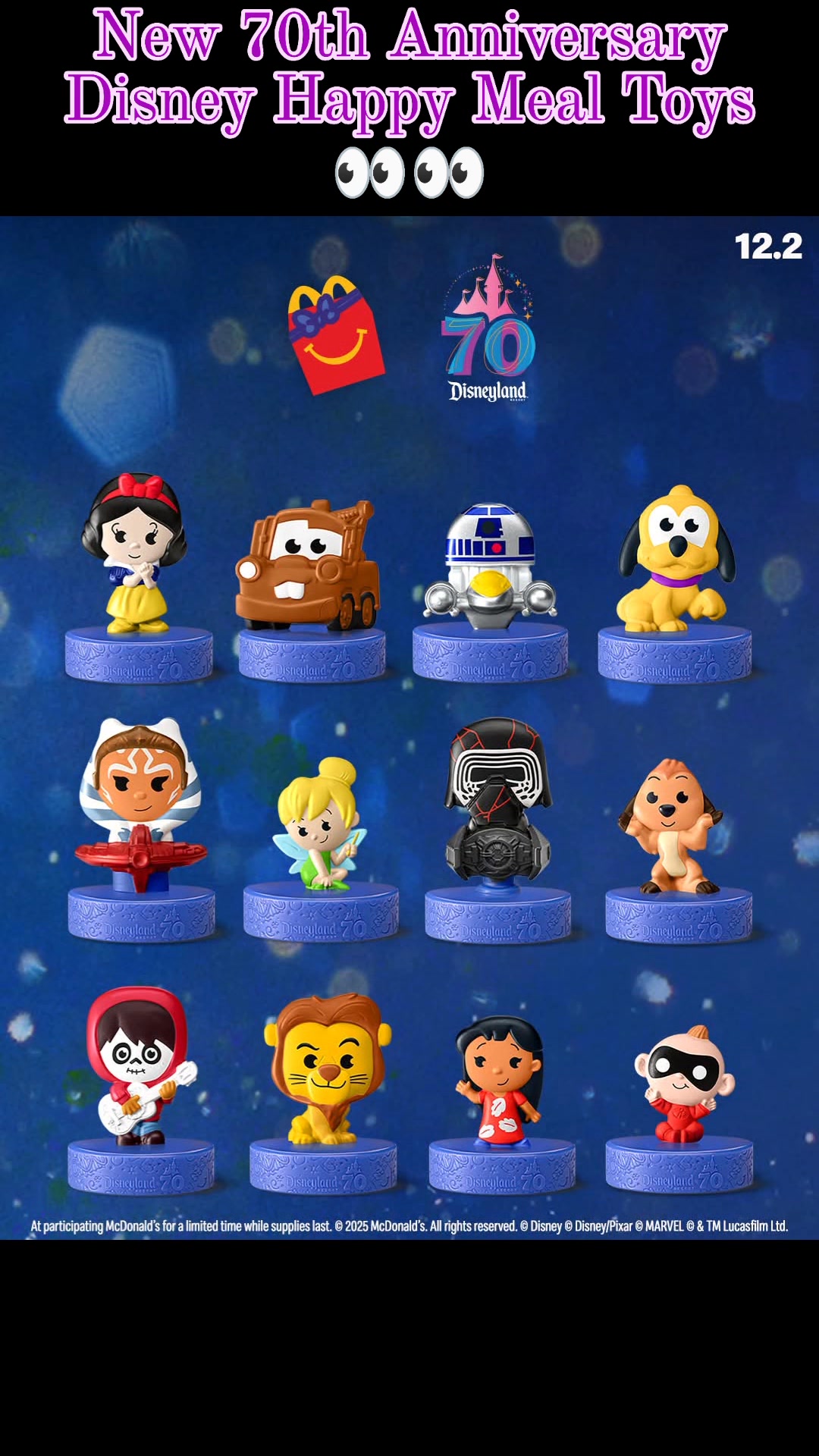 Starting 12.2, McDonald's will have new Disney Happy Meal Toys