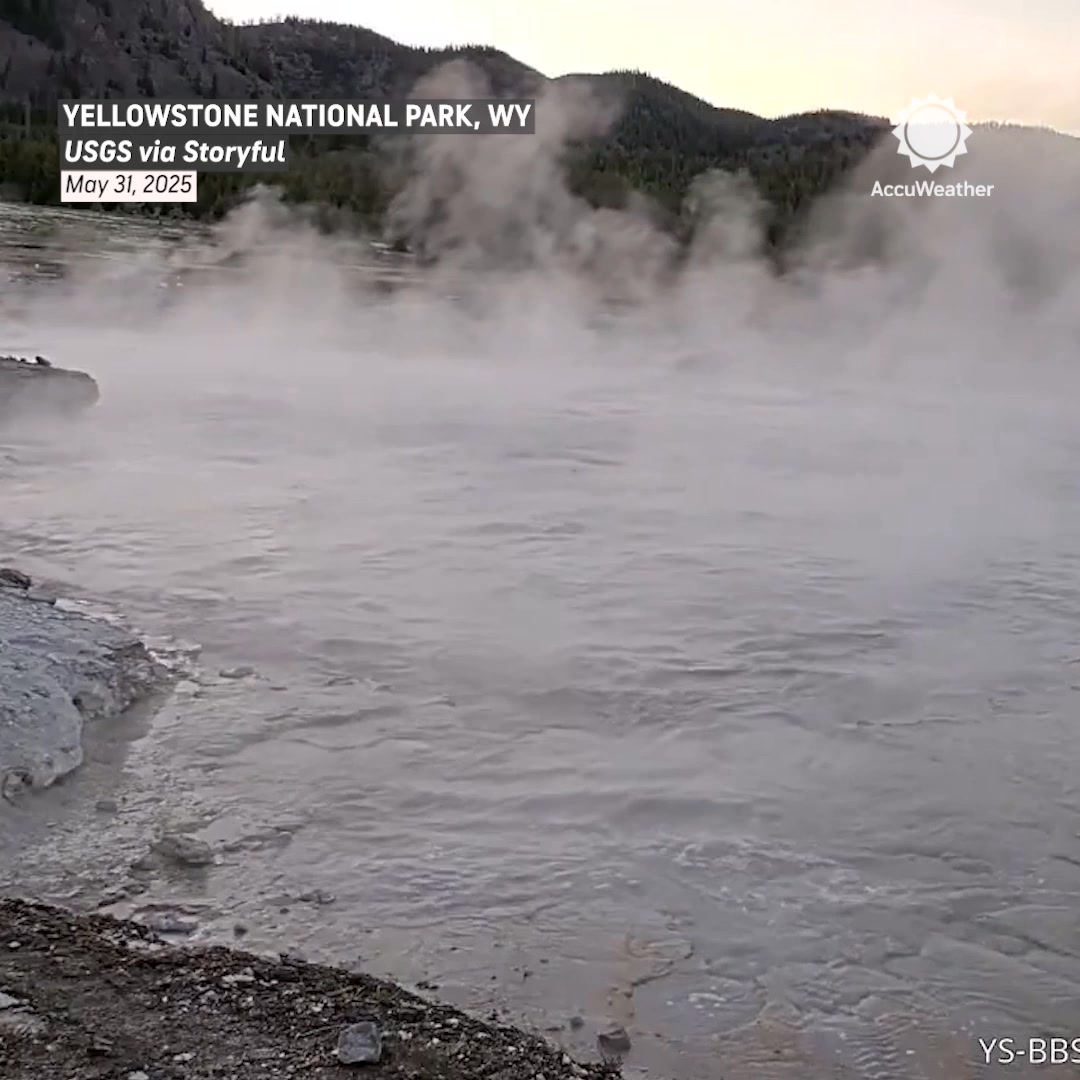 A small eruption at a Yellowstone National Park pool was caught on ...