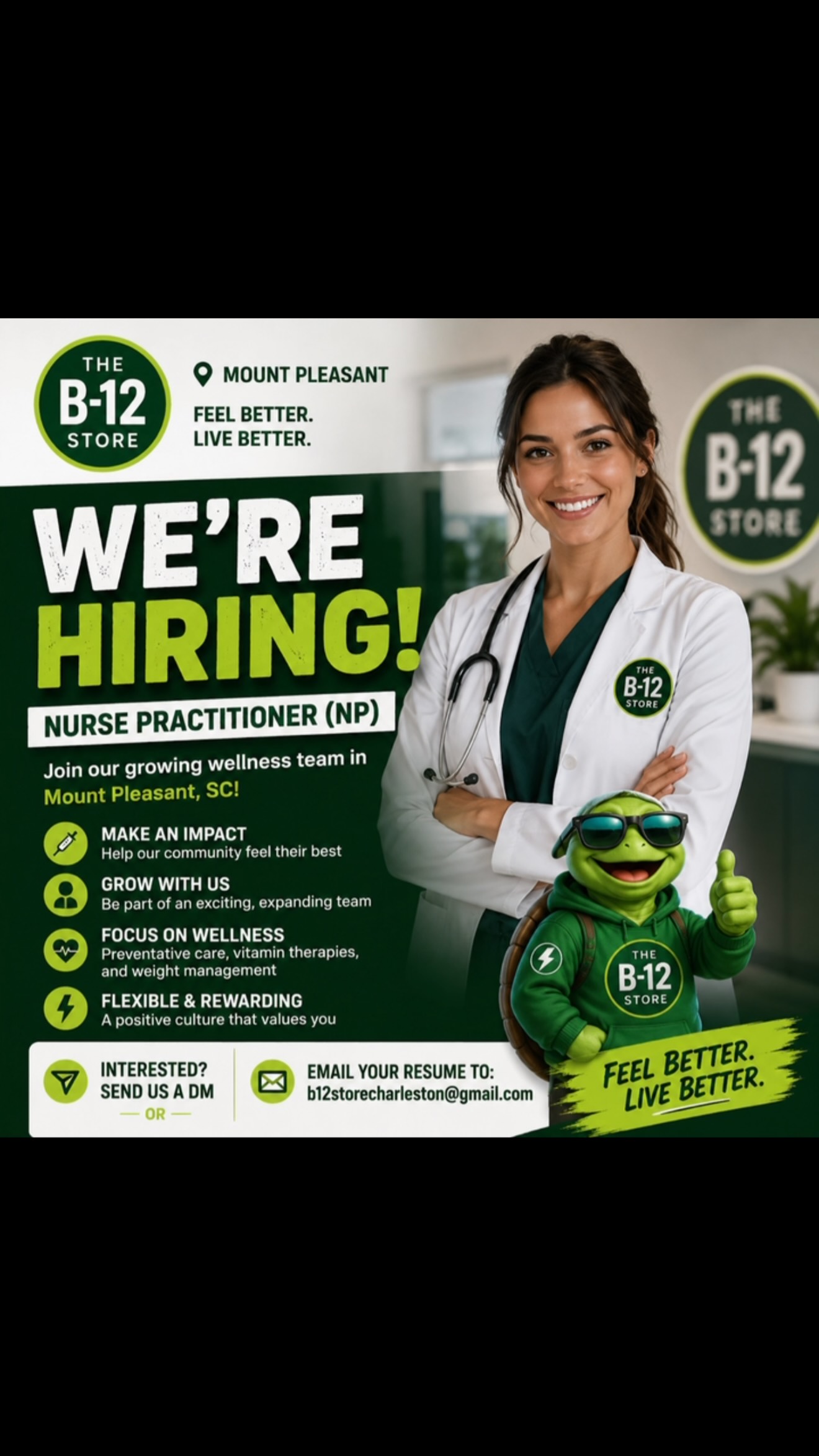 🚨 WE’RE HIRING! Join The B-12 Store Mount Pleasant Team 🚨, We’re looking for a passionate Nurse Practitioner (NP) to join our growing wellness team in Mount Pleasant, SC!, If you love helping people 