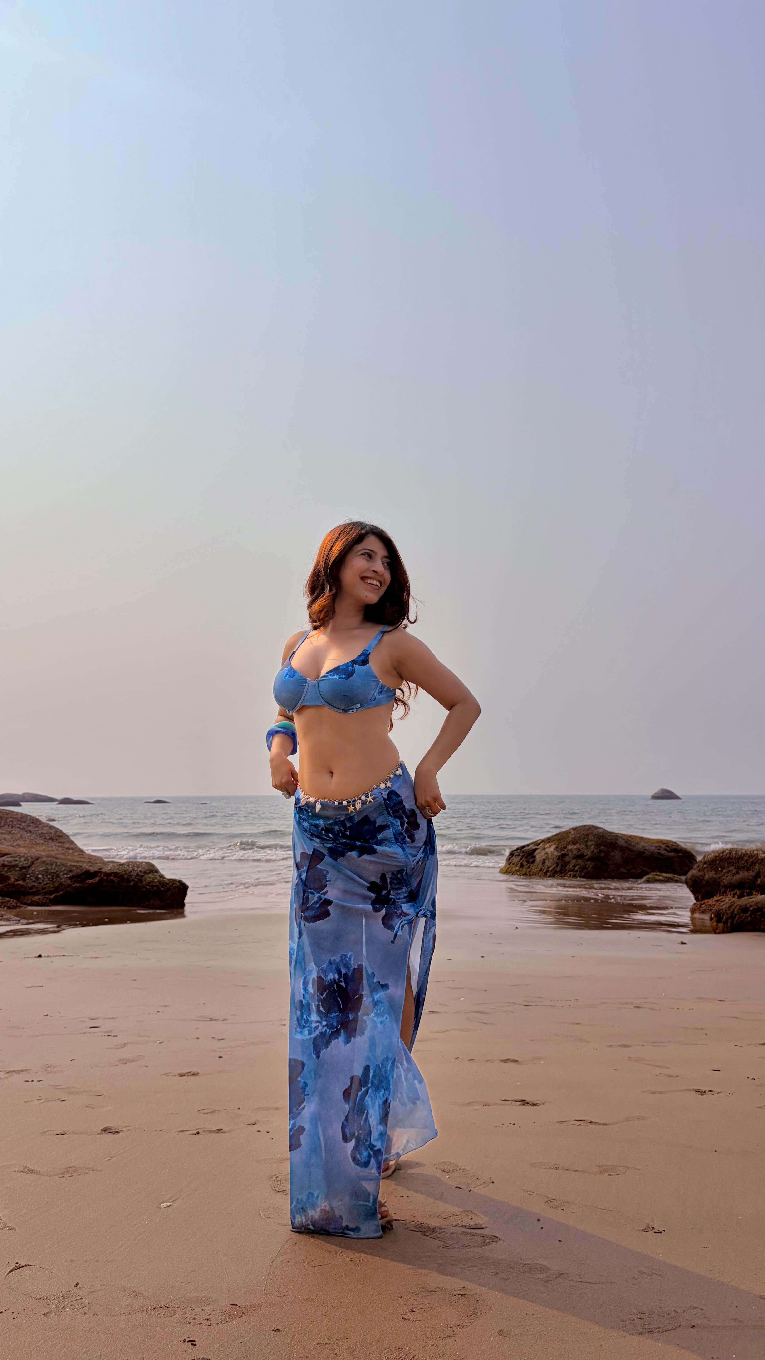 Beach mode: activated in @swimwearindia_shop 👙🌊🏝️, [Britney transition trend, bikini transition reel, Goa beach outfit, night suit to bikini transition, beach transformation, viral Instagram audio 