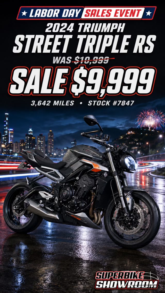 🏍️ 2024 Triumph Street Triple 765 RS 💵 $9,999.00 ⏲ 3,642 miles