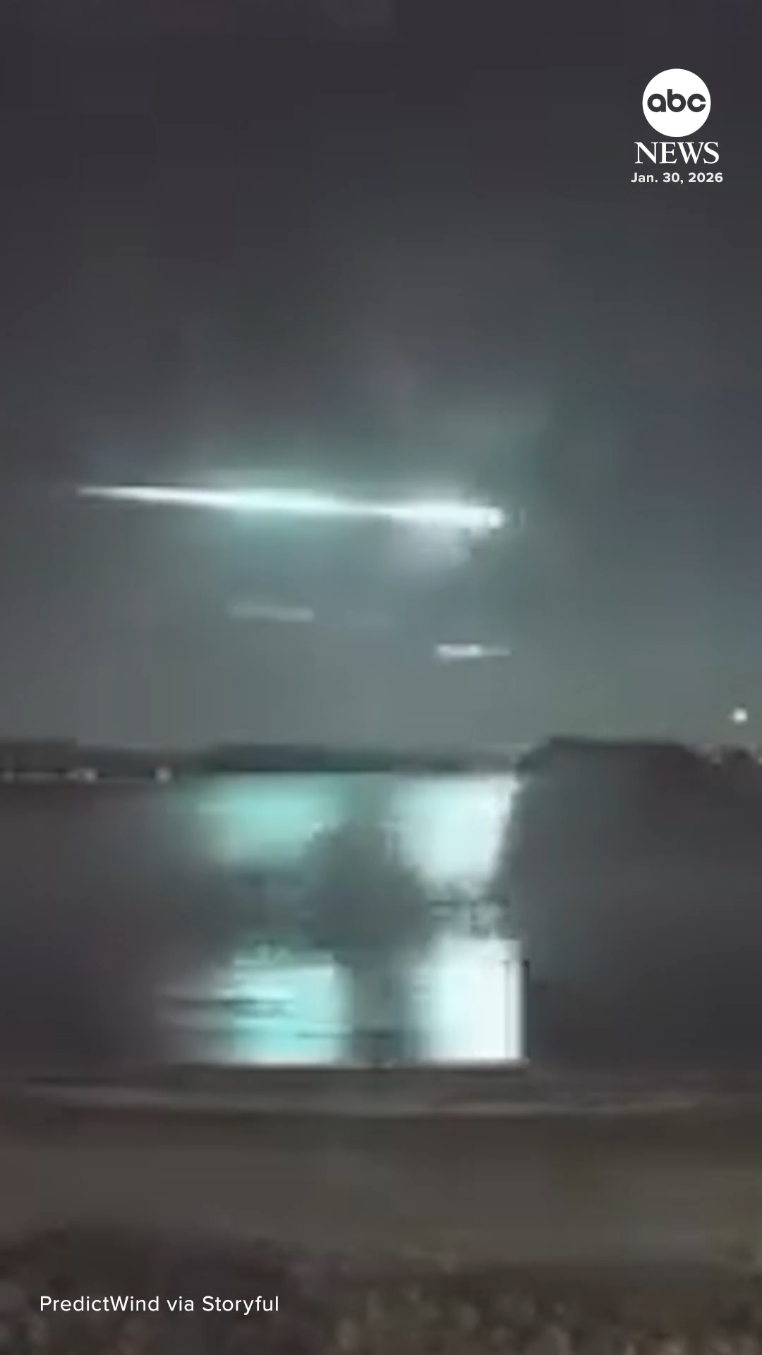 A bright green fireball was captured shooting across the night sky ...