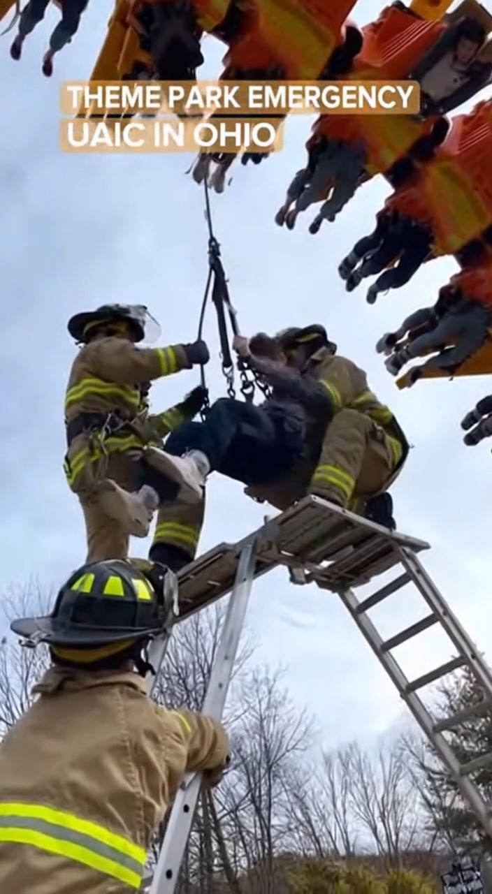 Riders Hanging Upside Down for Minutes — Rescue Caught on Camera 🎢😱 🚒# ...