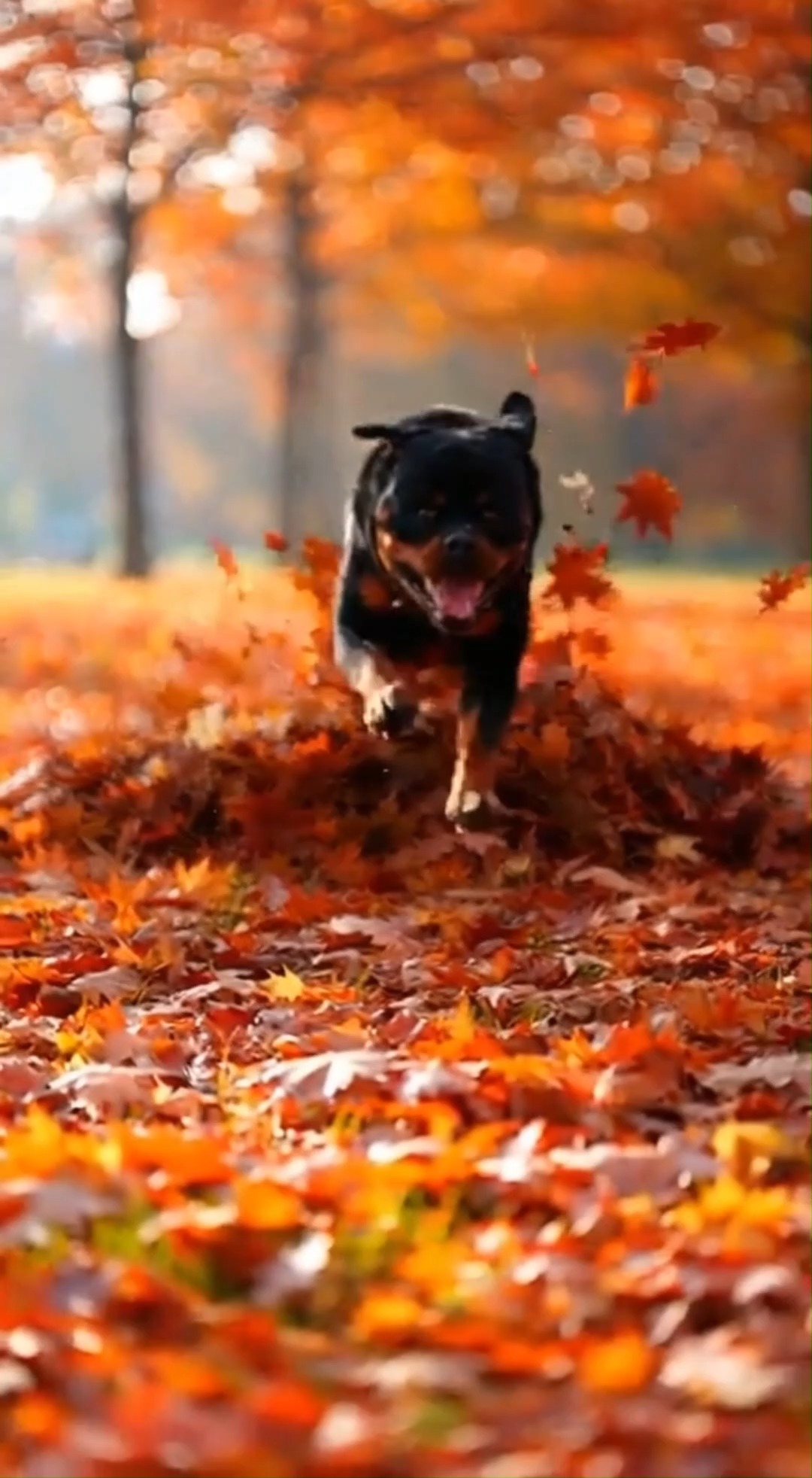 Rottweiler Explodes Through Fall Leaves 🍁🐕 #rottweiler #rottweilerpuppy ...
