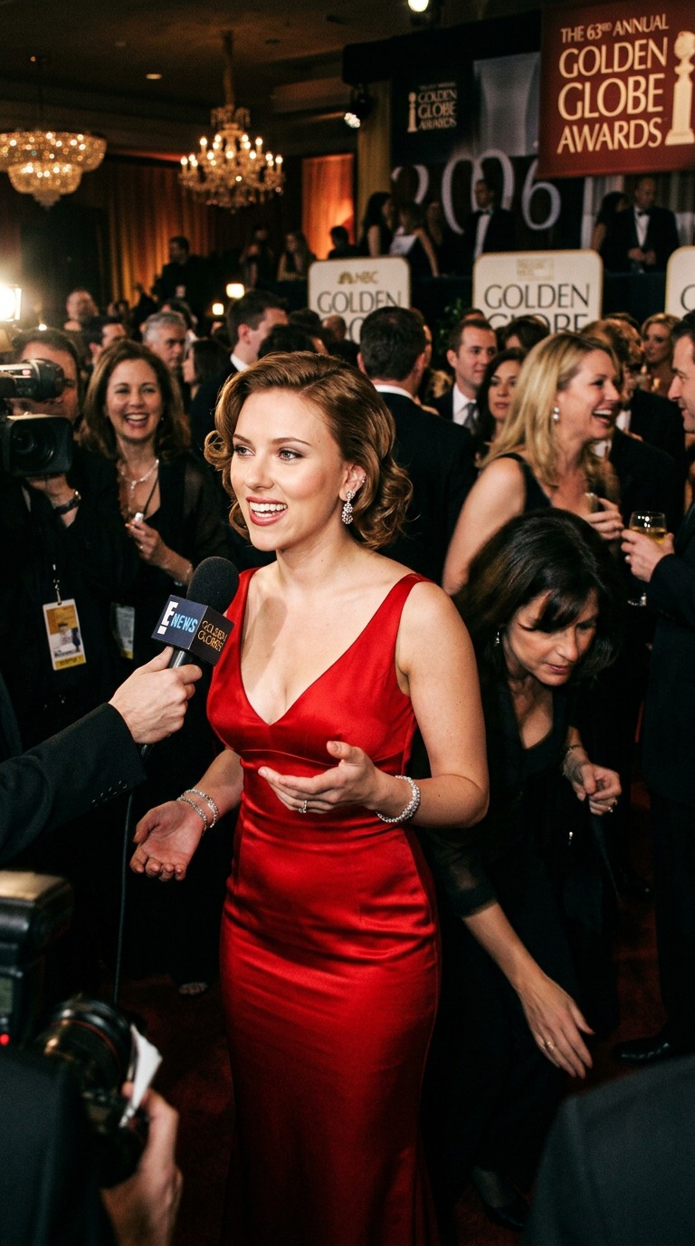 Harvey Weinstein, Missing Woman & Scarlett Johansson?, During a 2006 Golden Globes afterparty hosted by Harvey Weinstein, Scarlett Johansson stunned in a red dress while answering questions about the 