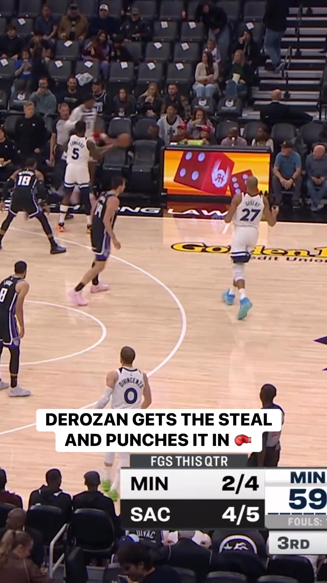 DeMar DeRozan comes up with the steal and throws down the TOUGH