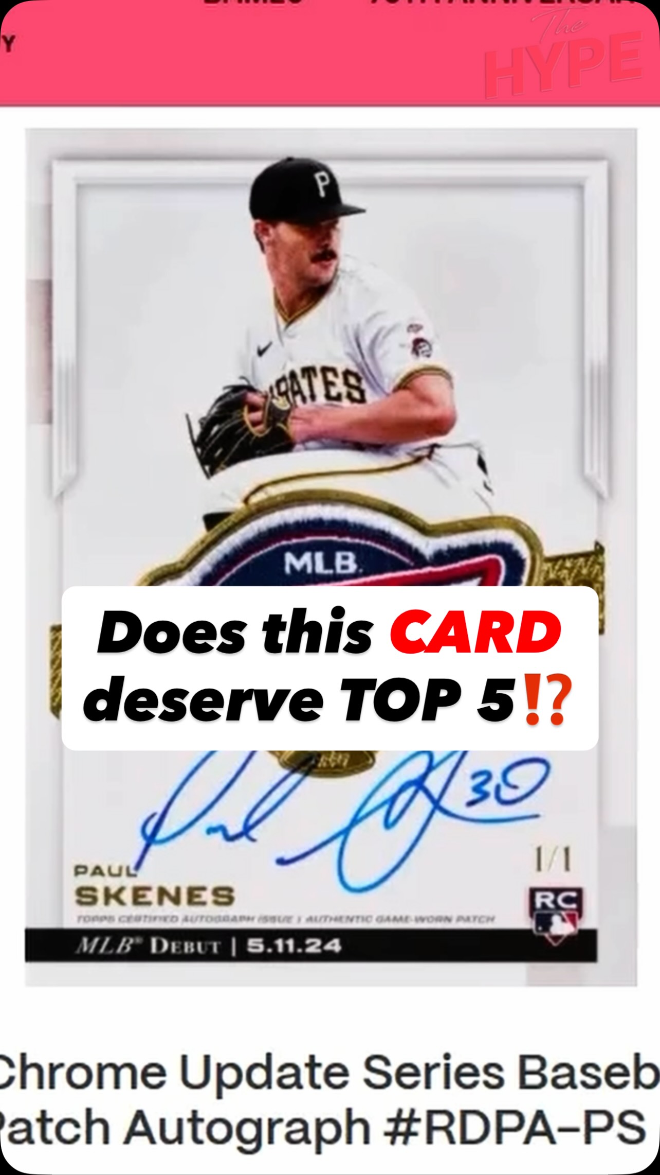Paul Skenes landing in the Top 5 of the 75 most iconic Topps 