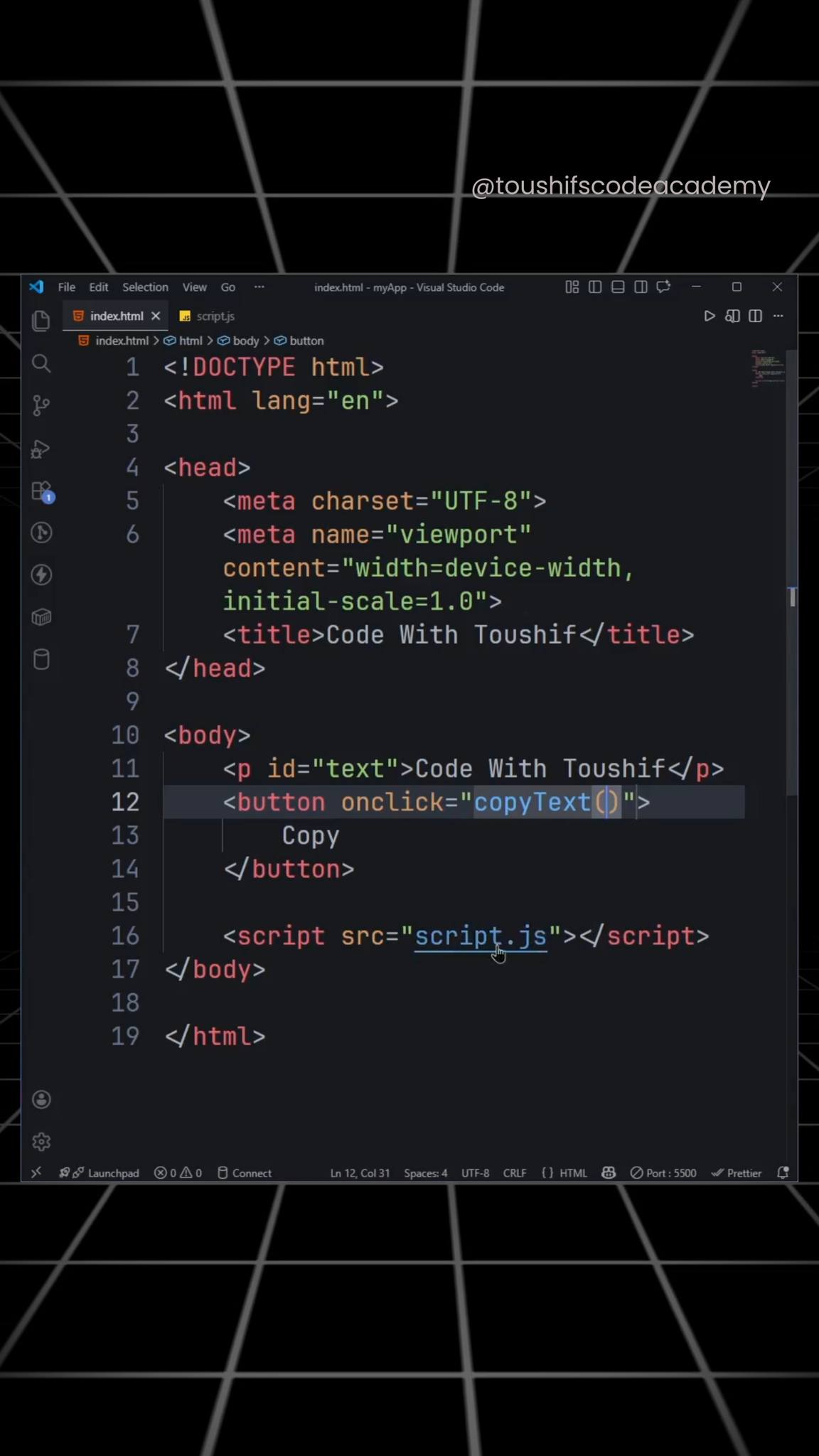 Copy Any Text with One Click 🔥 #webdevelopment #frontend