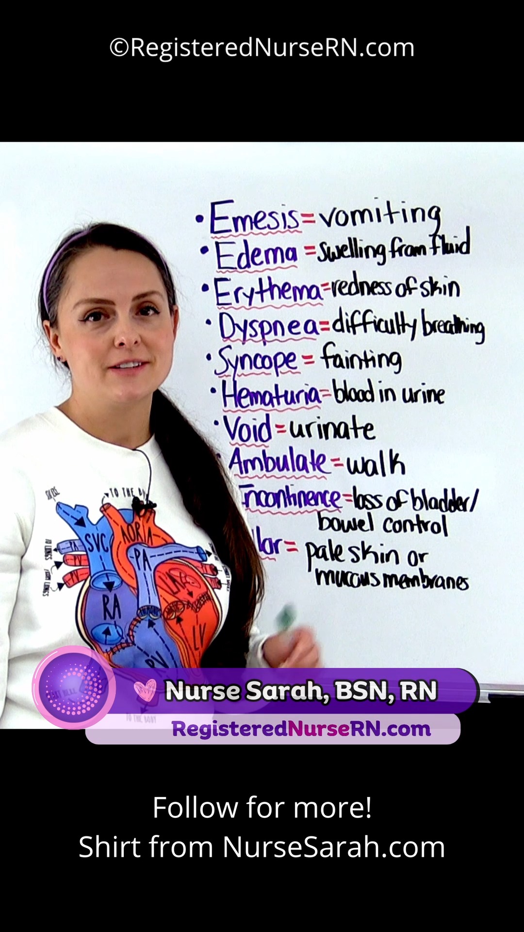You'll hear these nursing medical terms often: Emesis = vomiting Edema ...