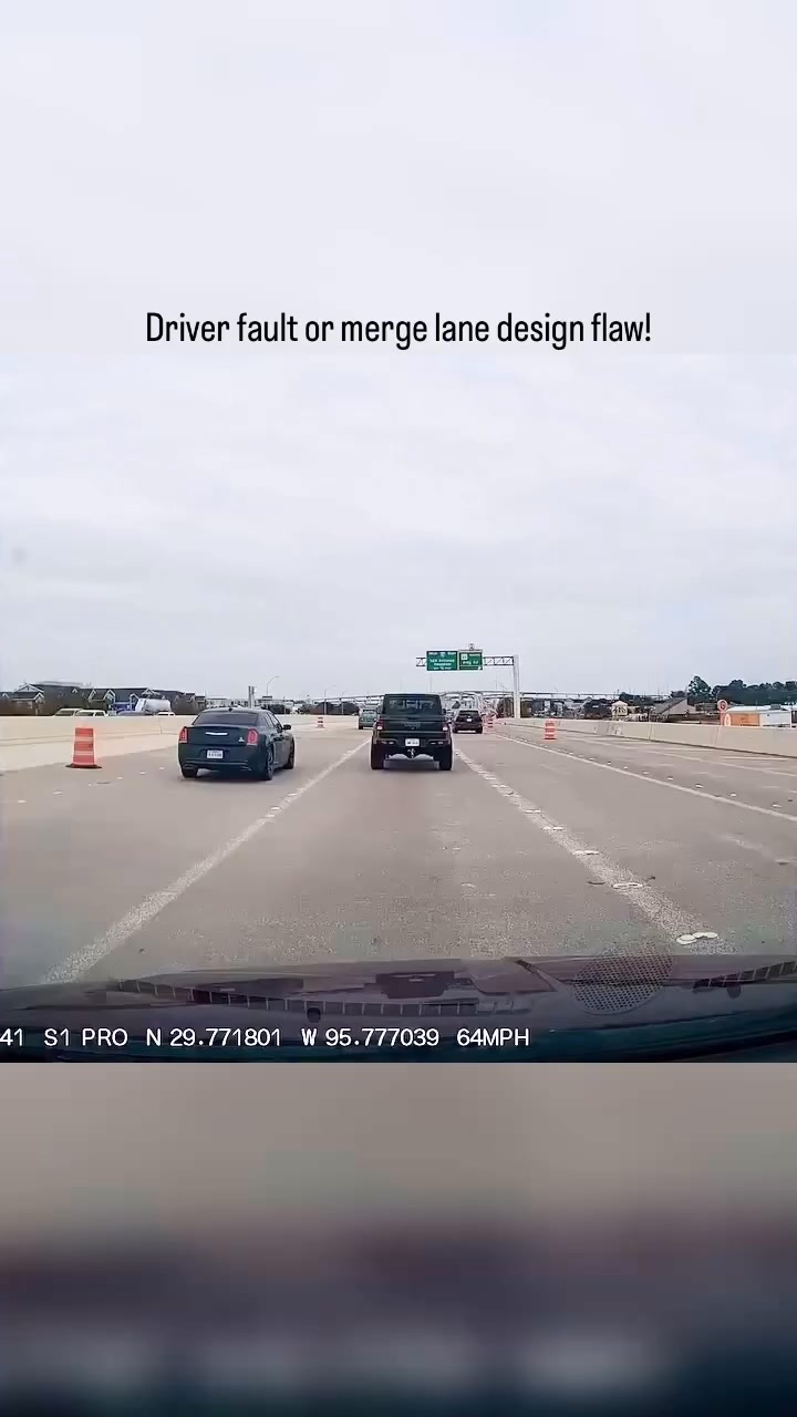 Driver fault or merge lane design flaw! #crash #accident #cars #explore ...