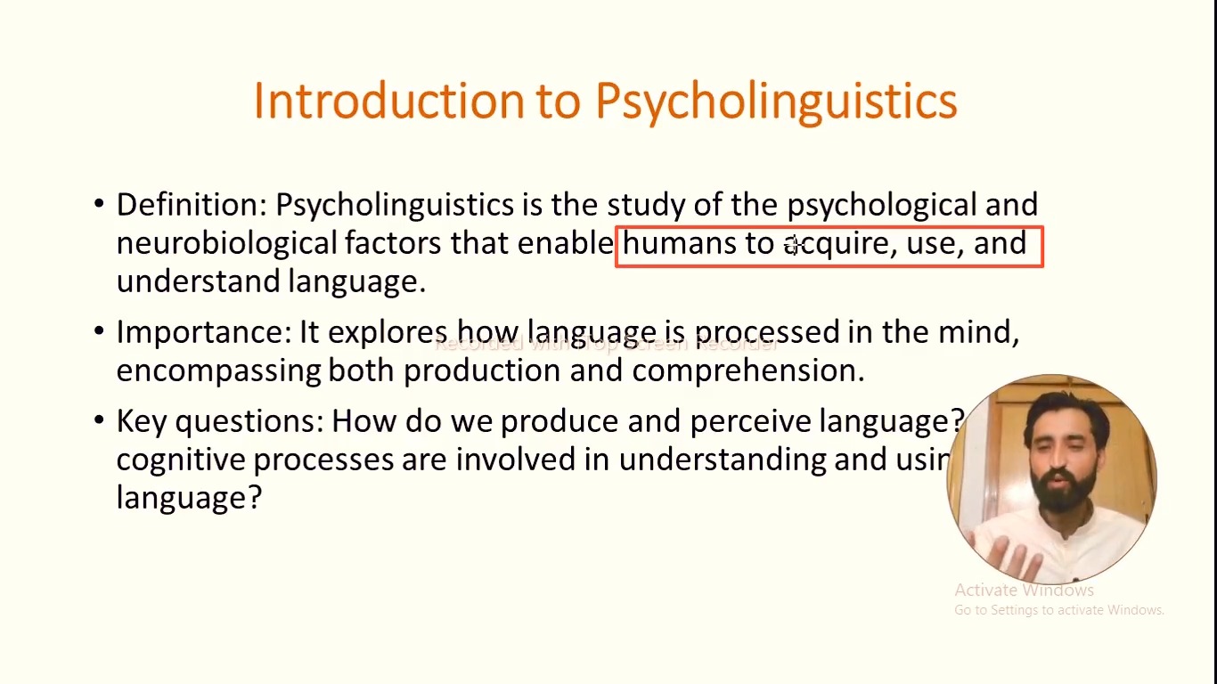 Lec# 1 | Introduction to Psycholinguistics: Linguistics Welcome to 