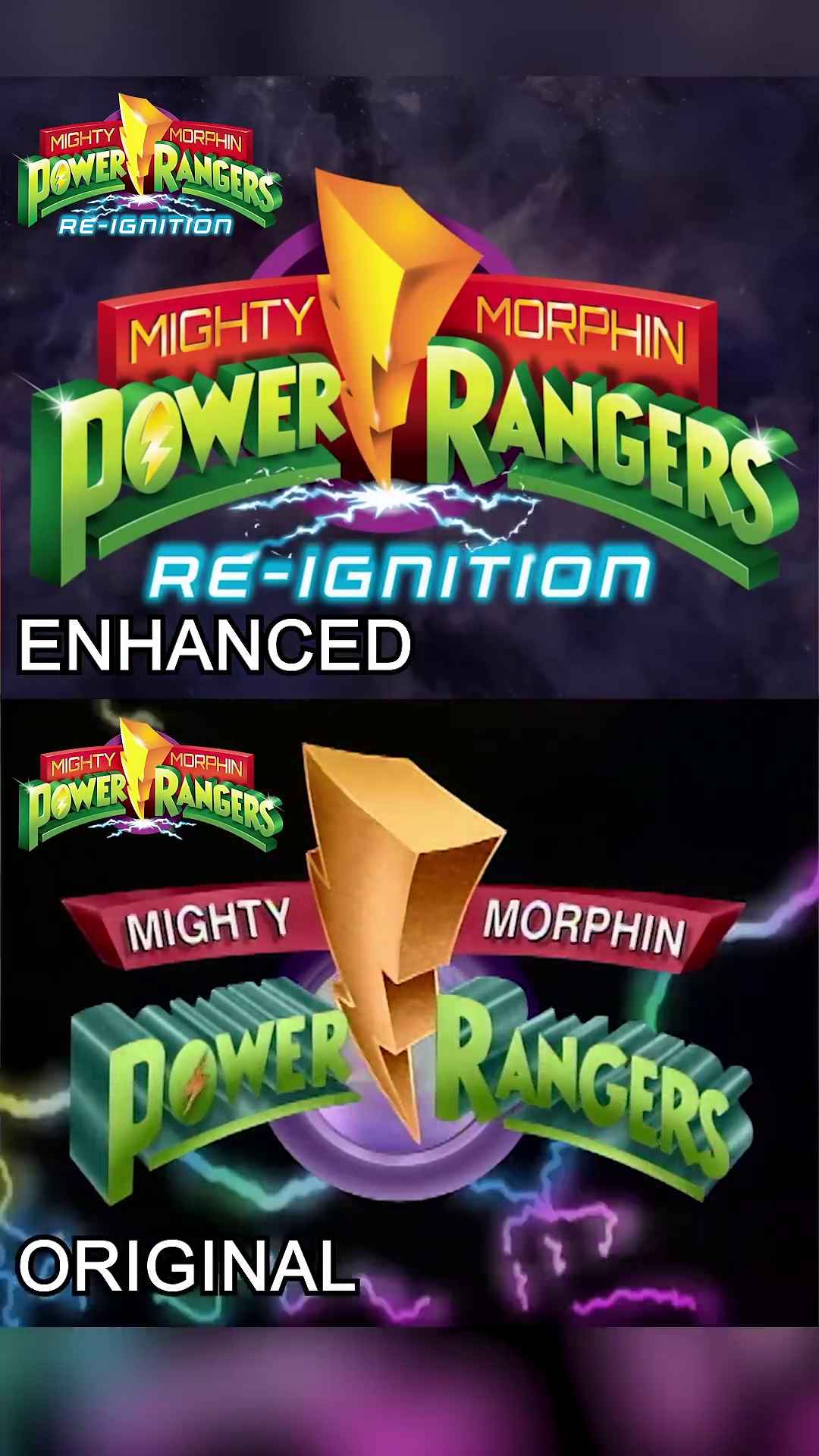 The official Power Rangers YouTube channel uploaded a comparison ...
