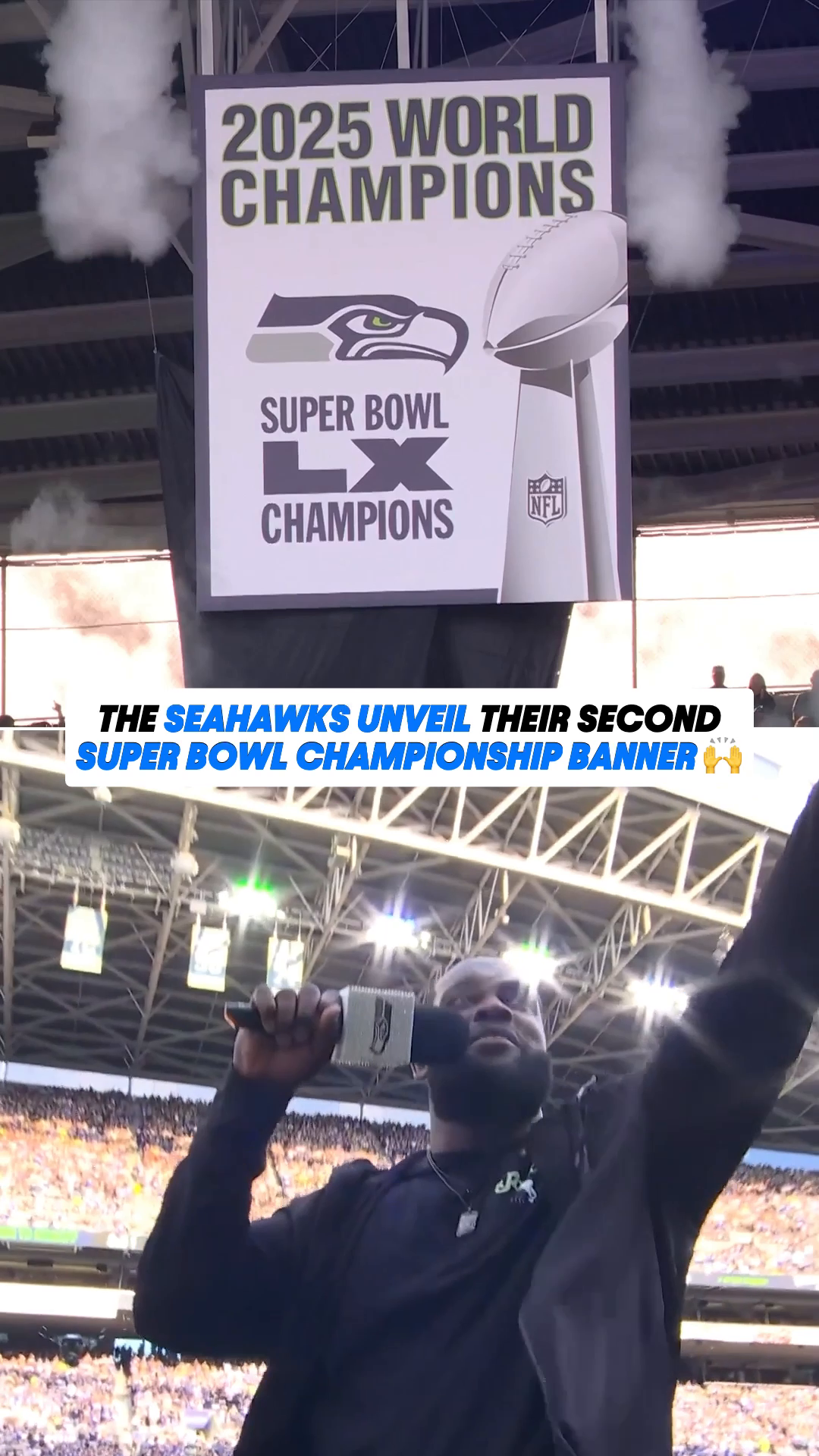 The Super Bowl LX banner belongs to Seattle 🏆 (via NFL)