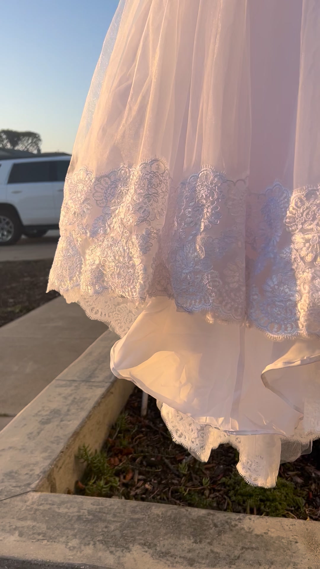 can you cut tulle on a dress Pick the lace off, sew it back higher up, trim the 🤓 this is time consuming, and why lace hems be expensive sophisticated formal dress Shirt Size:L Boho Green Wedding Dresses Sewing pattern