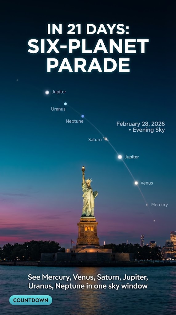 IN 21 DAYS, FEBRUARY 28, 2026, six planets line up in a rare evening ...