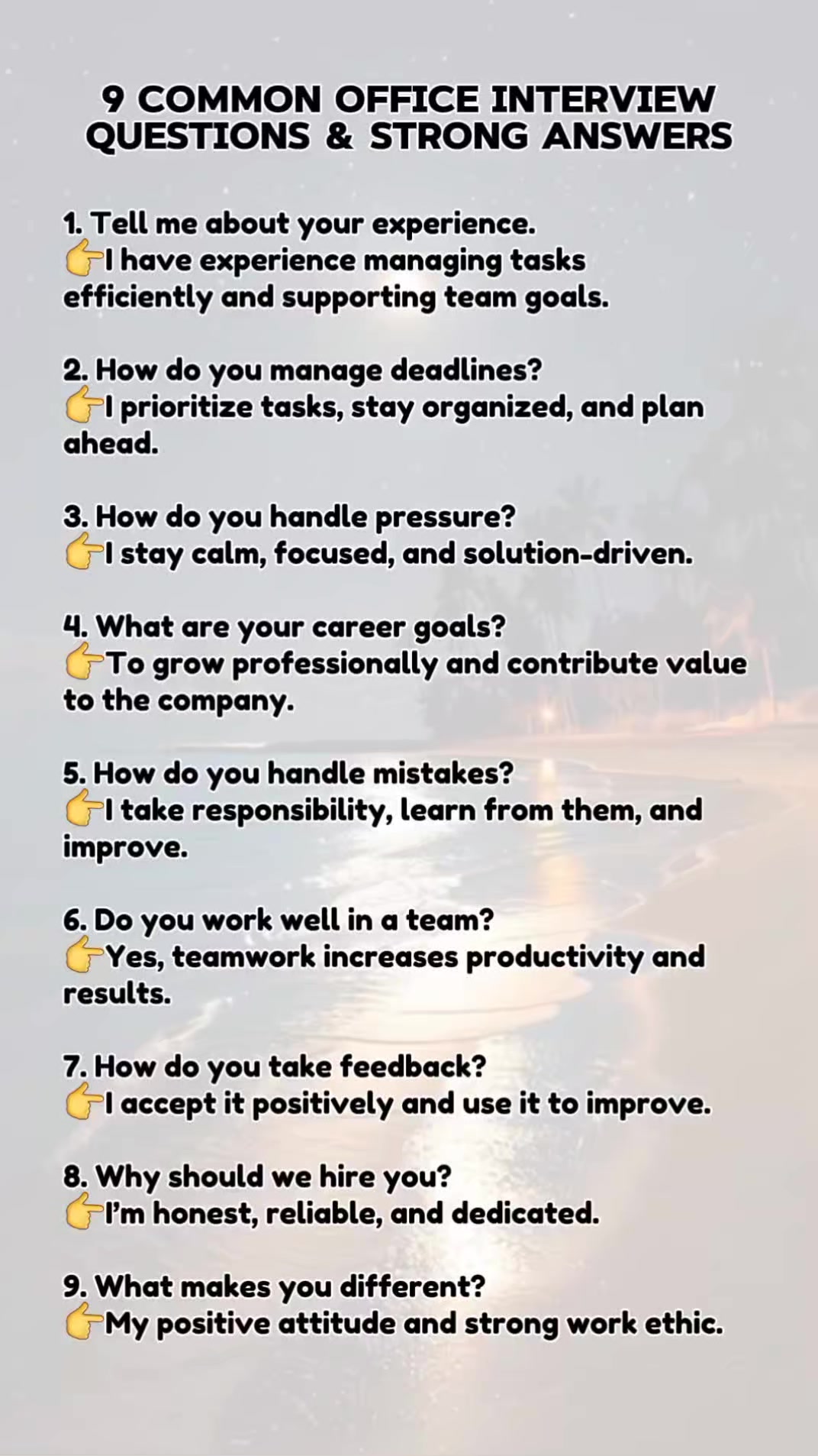 9 Common Office Interview Questions & Strong Answers #JobInterview # ...