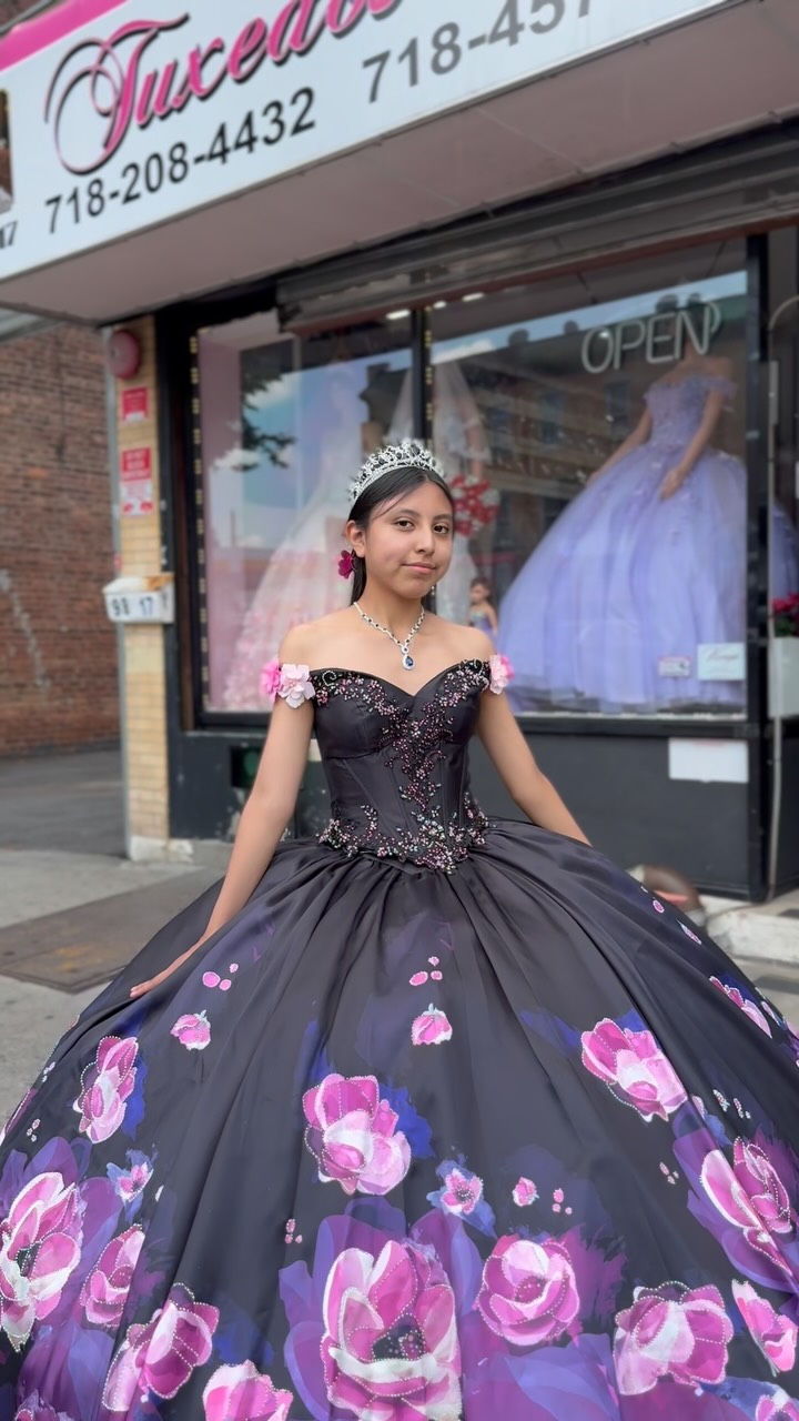 Shop with us for your perfect Quinceañera/ Sweet 16 dress 💜 , First Dress style Q1104 comes in colors Lilac & Ivory , Second Dress comes in color Black/Pink, #quince #sweet16 #quinceañera #misquince 