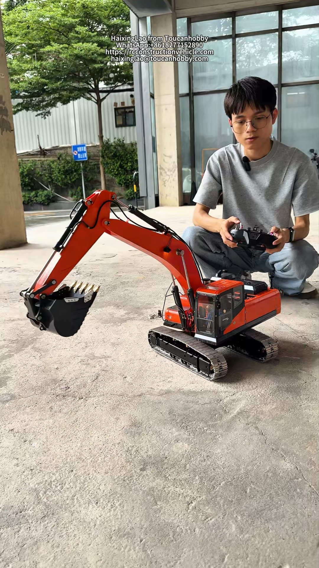 1/14 DX350LC full metal RC excavator outdoor unboxing. Solid metal