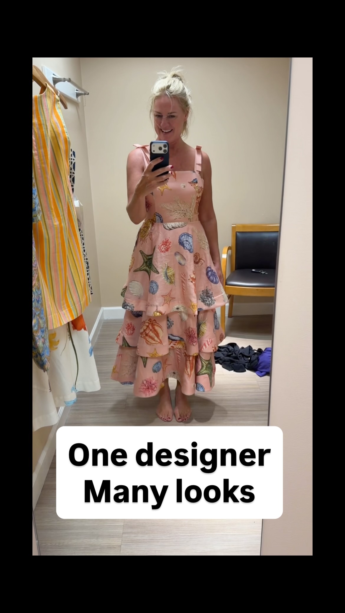 I may have a little designer loyalty going on here… 👀, I’m shopping at Dillard’s for new looks for the show, and I ended up choosing every look from the same designer! That has never happened before., 