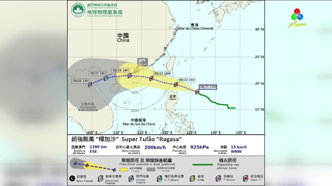 Tempestade Tropical Ragasa passou a Super Tufão na manhã de domingo O ...
