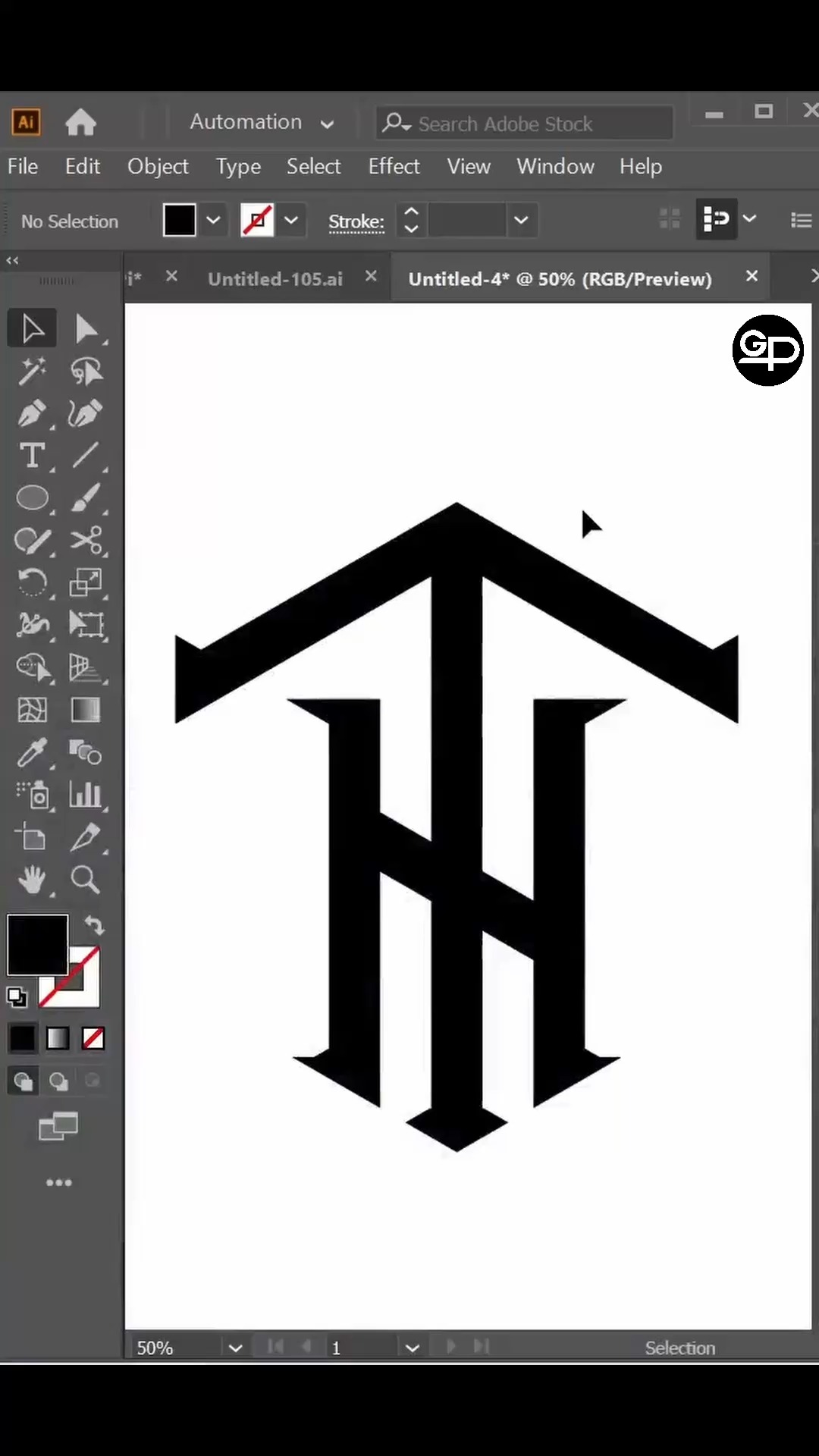Adobe Illustrator Tutorial - How to Make T +H Letter Monogran Logo ...