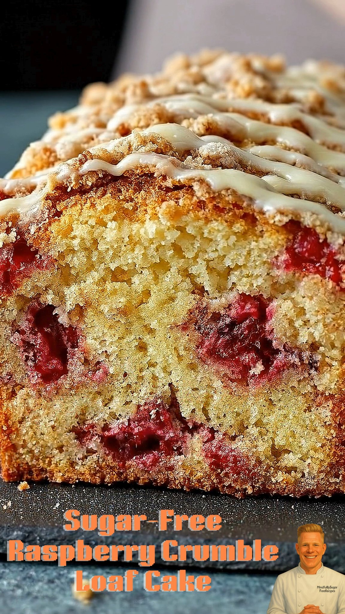Sugar-Free Raspberry Crumble Loaf Cake 🍇🍞 Soft, buttery loaf packed ...