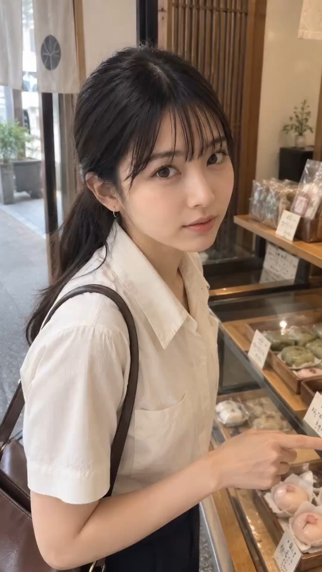 和菓子の前で、思ったより長く悩んでる。 こういう時間まで好きだっ
