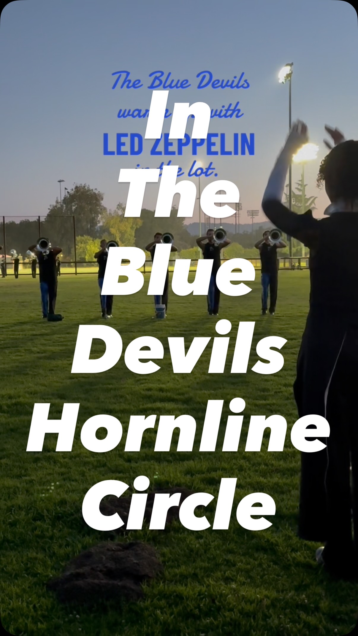 Inside the Blue Devils hornline warmup circle at DCI West, enjoying a ...