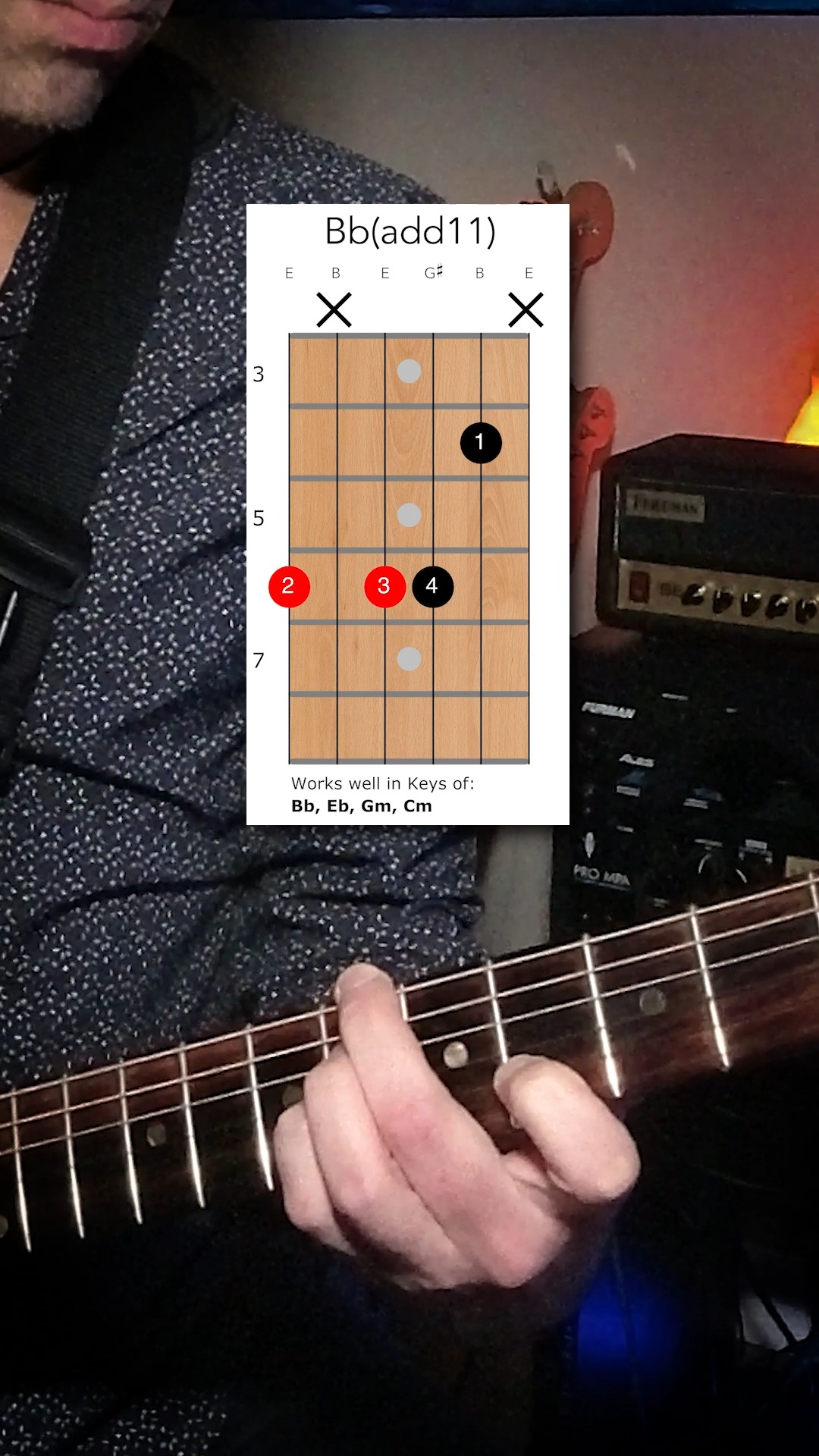 Colorful Chord #75 - Open E Tuning . Chord Shape: Bb(add11) . Works ...