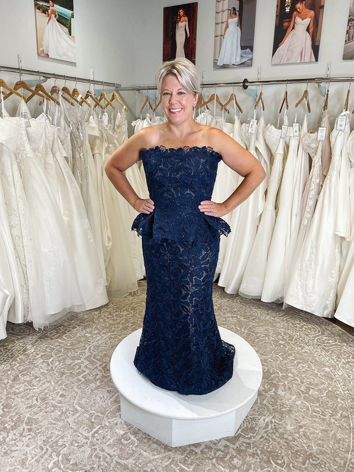 dressed in blue gulfport ms Mothers, this is your moment too. 💙✨, This stunning navy lace gown is the perfect mix of elegant, flattering, and sophisticated—because the Mother of the Bride or Groom deserves to feel just as Size:17½ 34/35