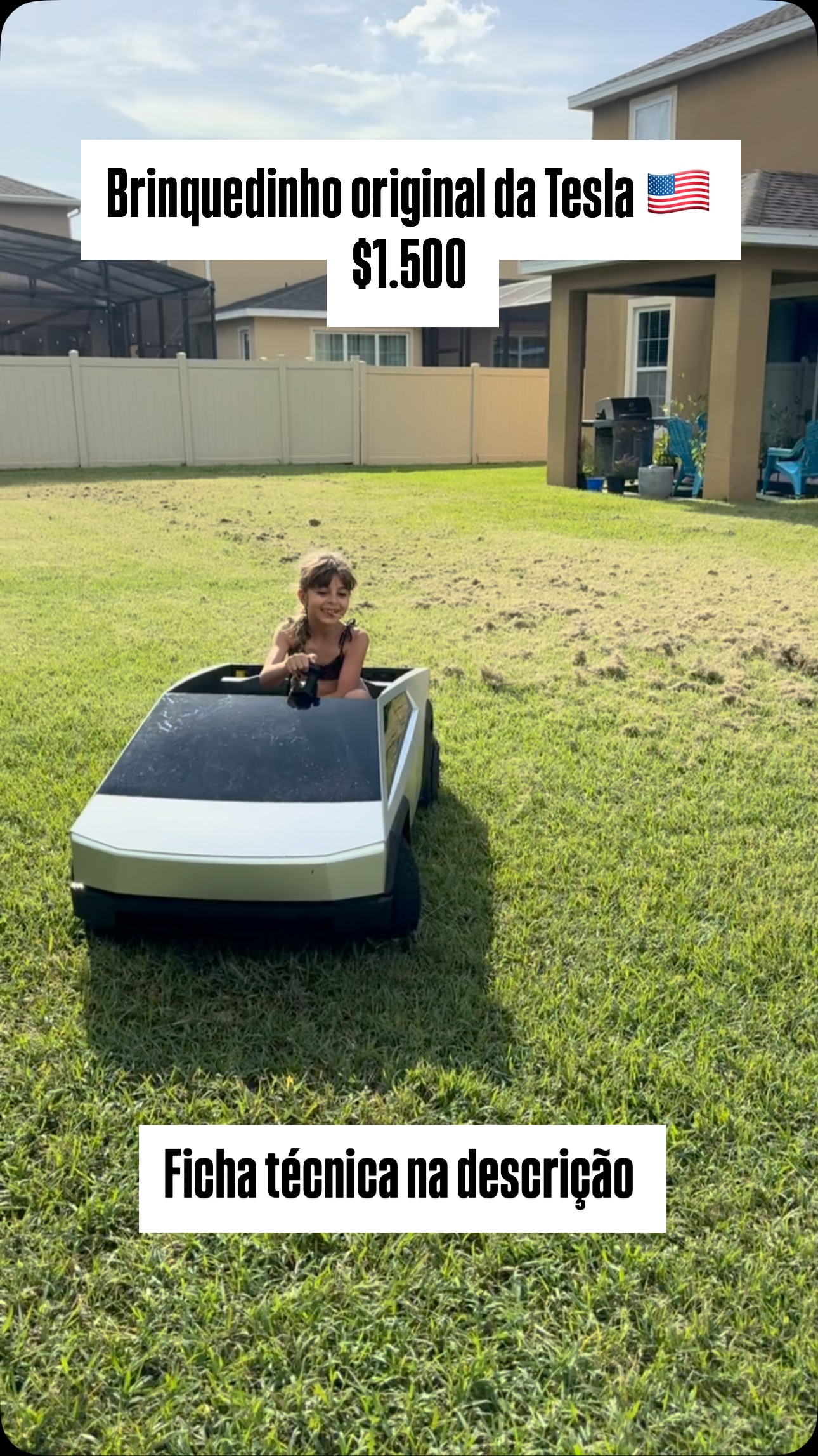 Vida e carros nos Estados Unidos 🇺🇸. Tesla Cybertruck For Kids Ride‑On ...