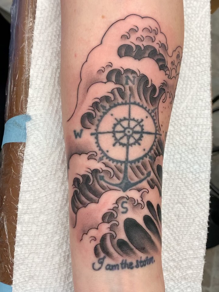 Yesterday's work. I got the Hokusai book out and drew on this wave
