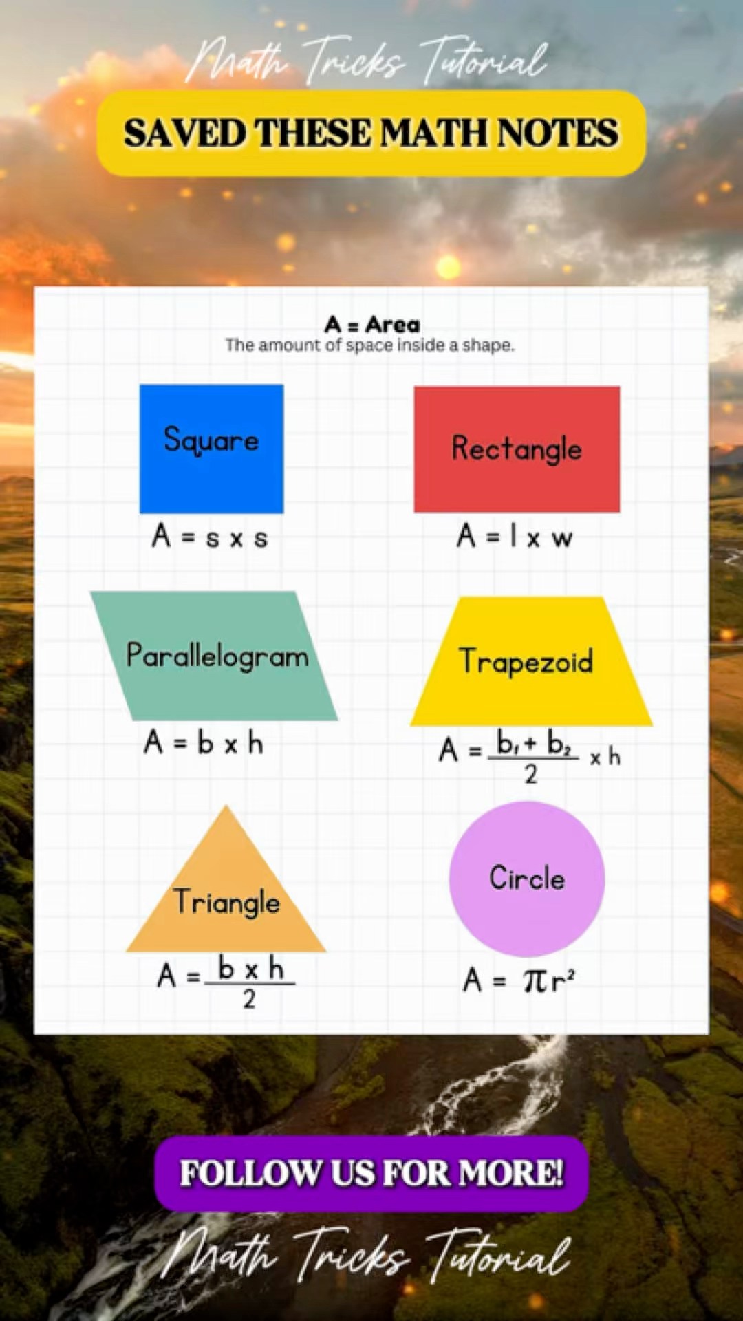 Important Math Notes for study | Math Tricks Tutorial | Facebook