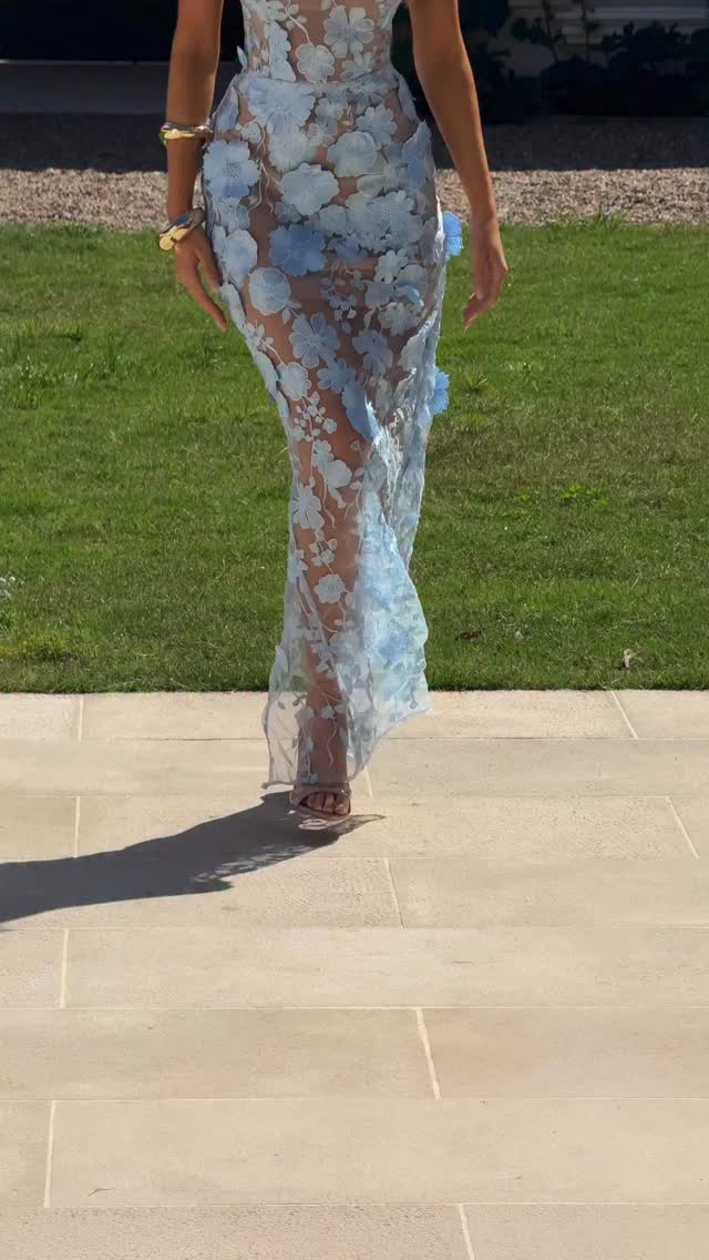 long light blue summer dress Light Blue Midi Summer Dress with Strappy Open Back Light Blue / Large
