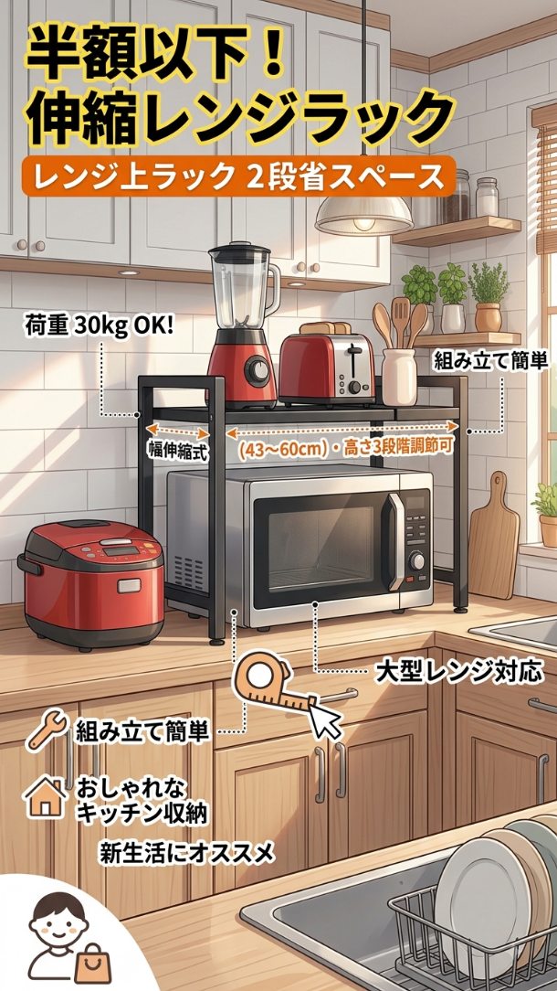 狭いキッチンに革命✨／ 幅33cmのスリム収納棚をご紹介🙌 「収納が足り