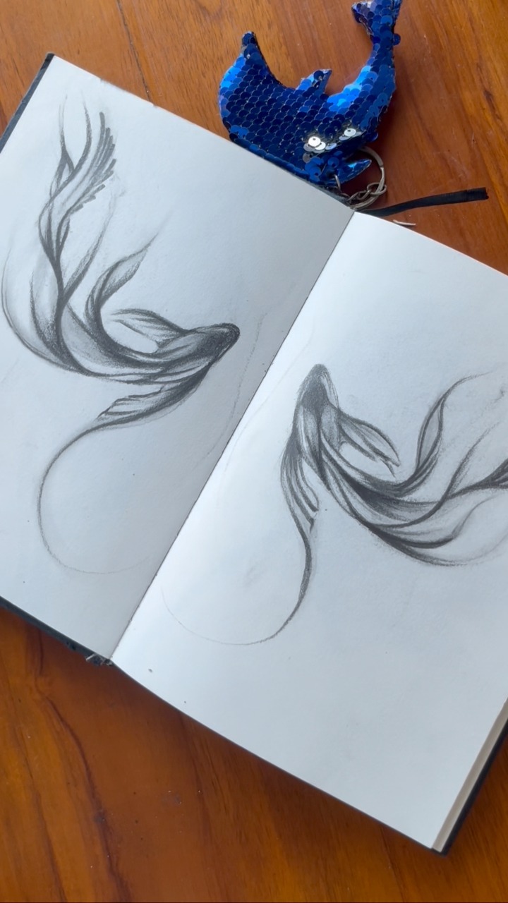 Drawing fish using thread texture #beginners #chsrcoal #art | Deepti ...