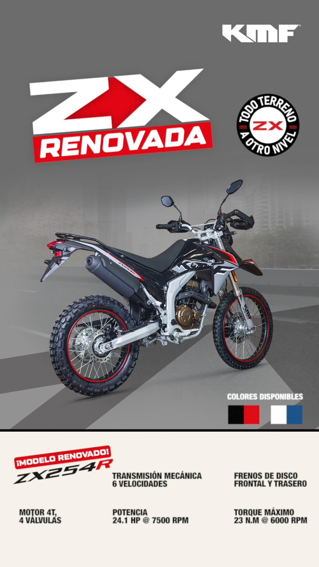 🏍️ KMF ZX-254R – Renovada y más potente que nunca 🌄 Con motor