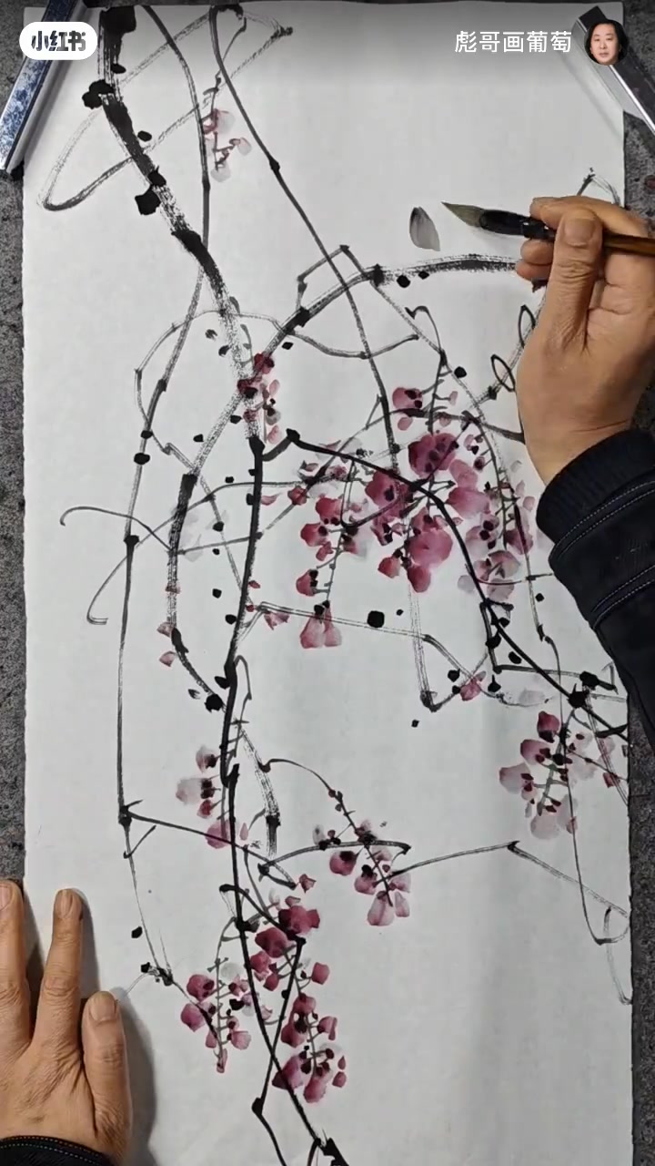 紫藤花国画写意Wisteria chinese painting freehand brushwork