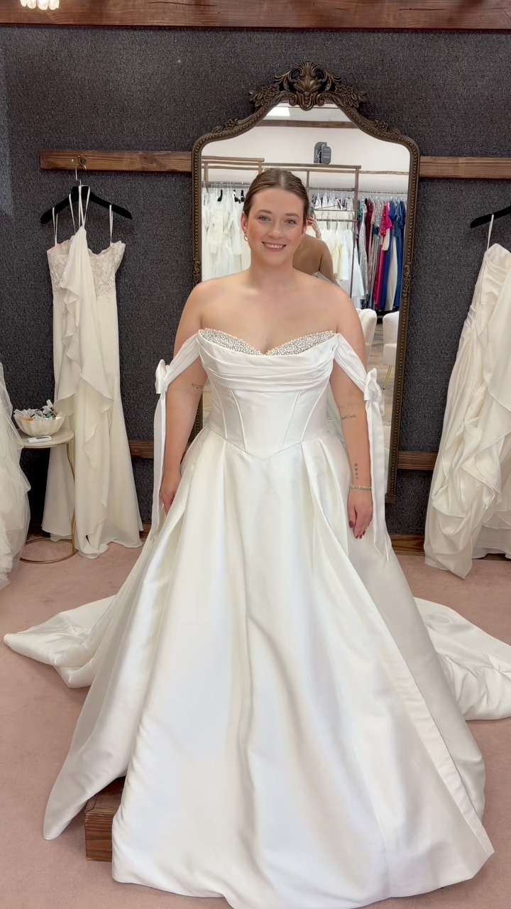 homecoming dresses in alexandria la Dress of the day is another beautiful Randy Fenoli! the bows, the pearls and beading🤩 Everthing about this dress is stunning💗 #weddingdress #randyfenoli #bows #pearls #dresses | The Enchanted Rose Atsugi