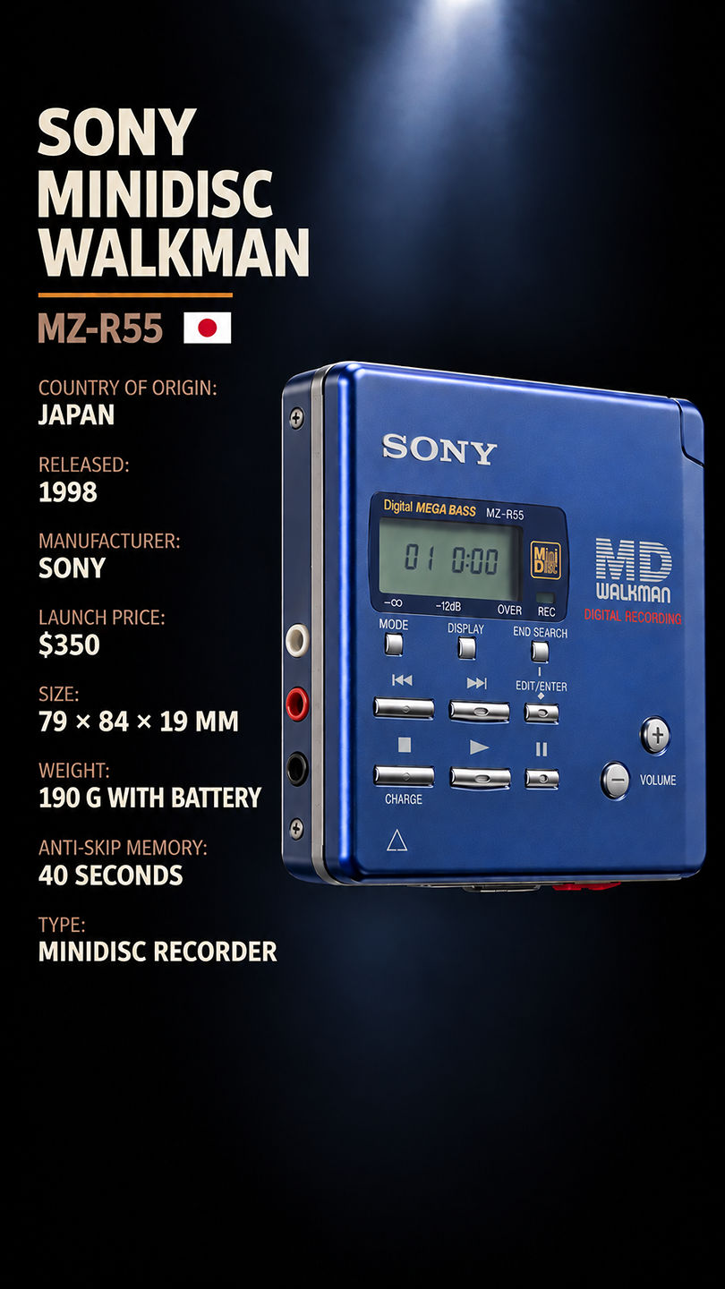 The Sony MiniDisc Walkman MZ-R55. Released in 1998. 🎧 It cost