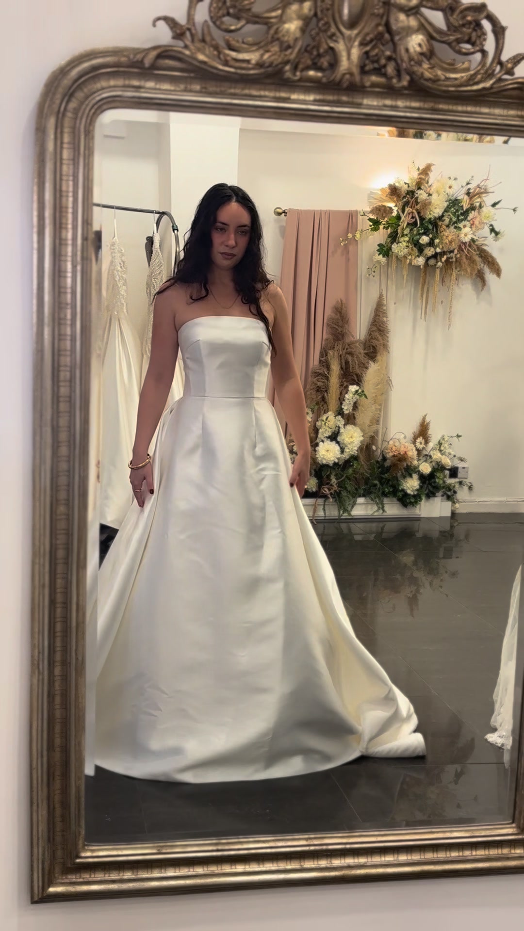 ✨ Introducing Myra by Freda Bennet ✨, A timeless strapless A-line gown in luminous satin, now available at Emma Roy of Edinburgh. , Classic. Clean. Unforgettable. 🤍, #FredaBennet #MyraGown 