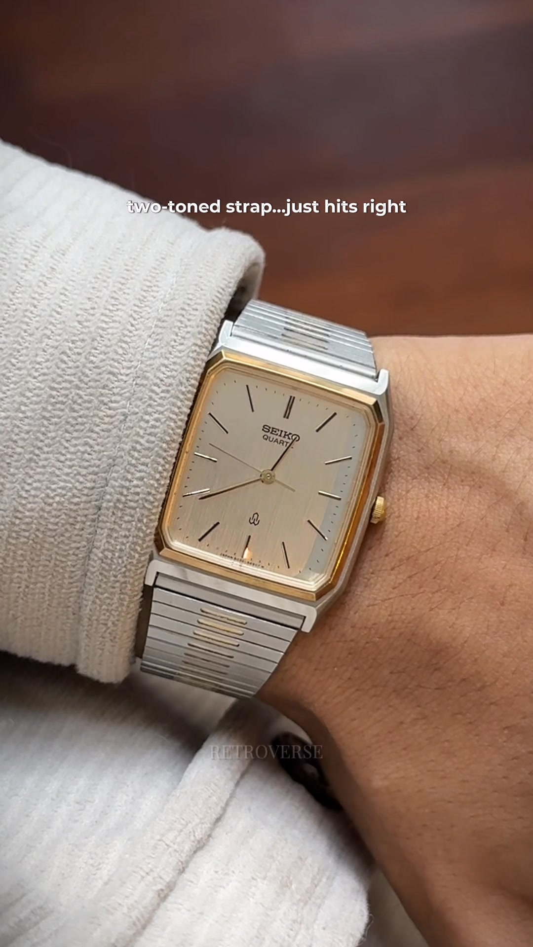 Seiko two-toned octagonal tank case with its original gold