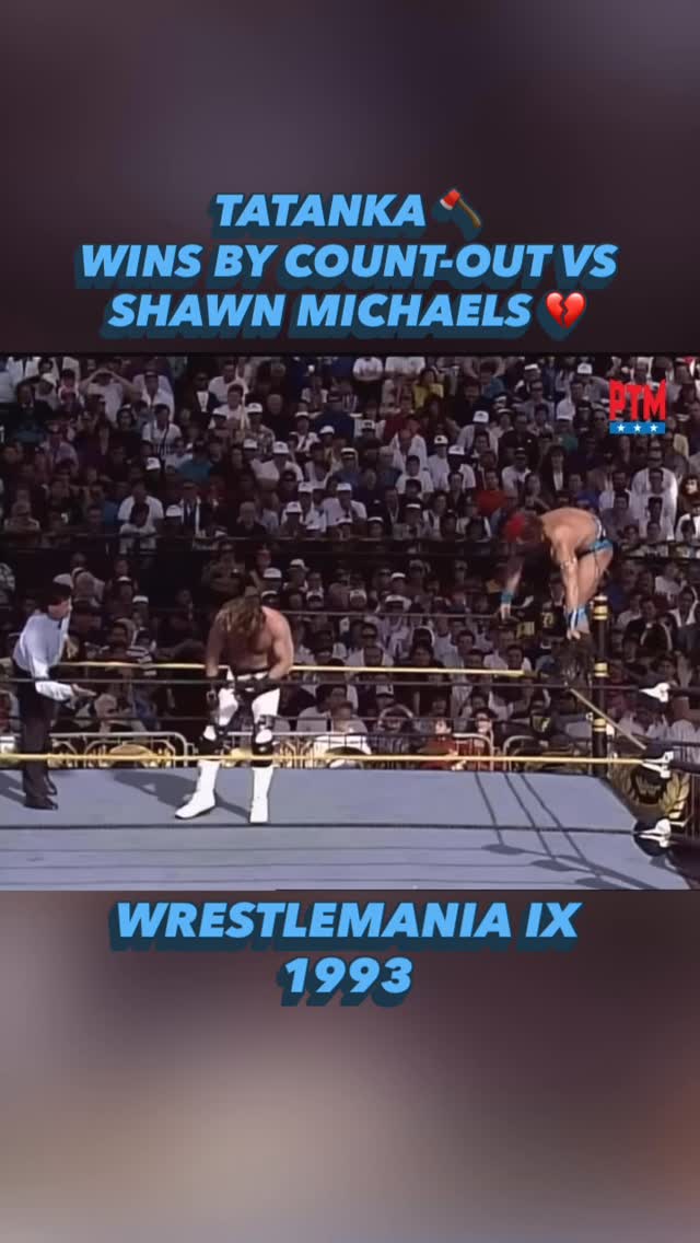 tatanka-defeats-shawn-michaels-by-count-out-in-a-match-for-the-wwe