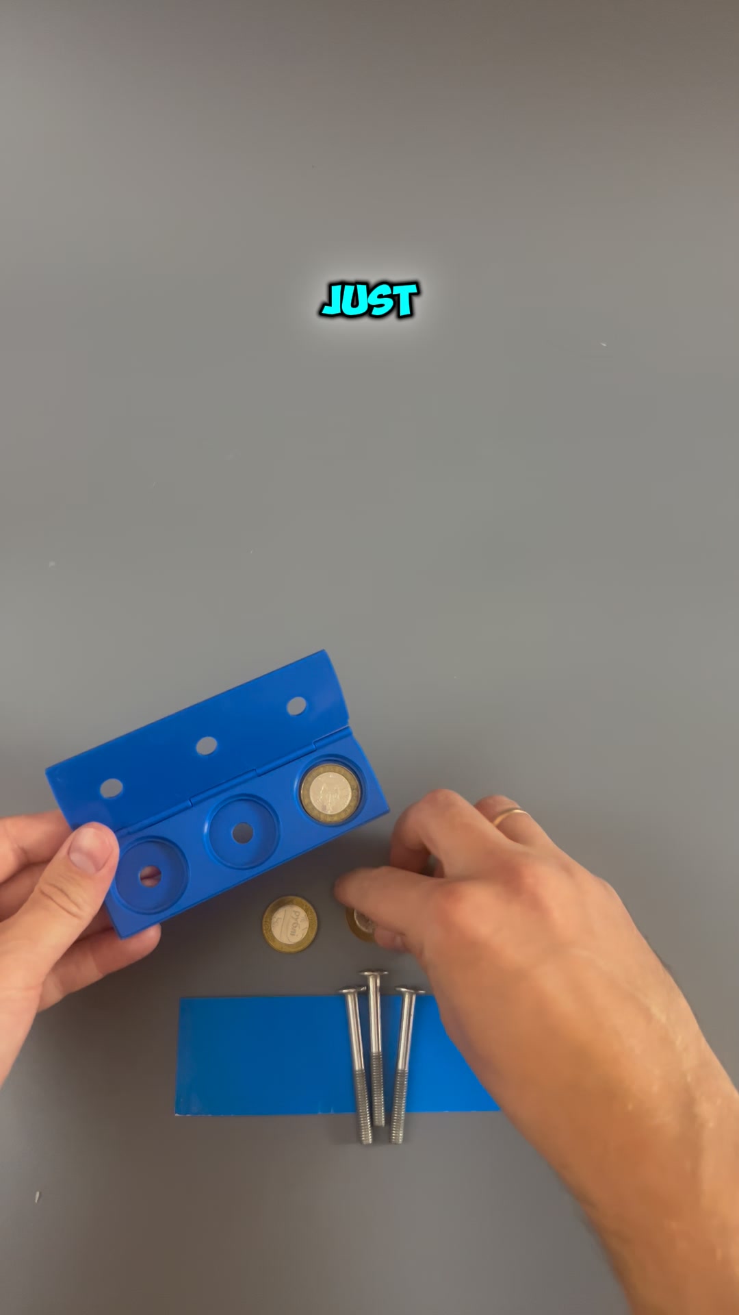 A puzzle and trick with three coins and three nails. A magic box and a ...