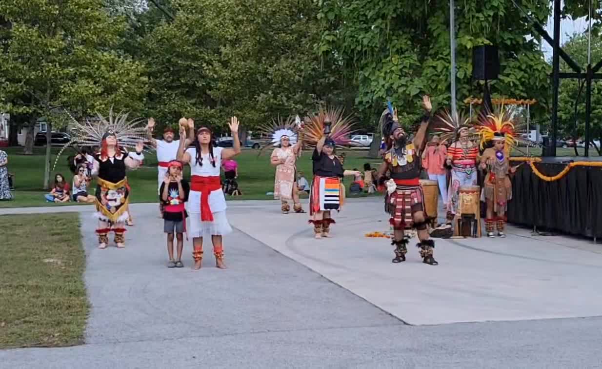 Right now the Aztec Dancers are performing. The Aztec dance performance ...