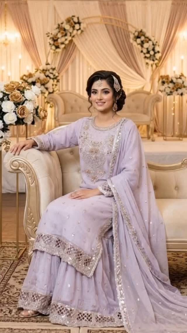 Asim Jofa , Luxury embroidered gharara suit, chiffon long shirt, Pakistani wedding wear, fancy gharara dress, embroidered chiffon suit, luxury Pakistani dresses, long shirt gharara style, bridal wear 