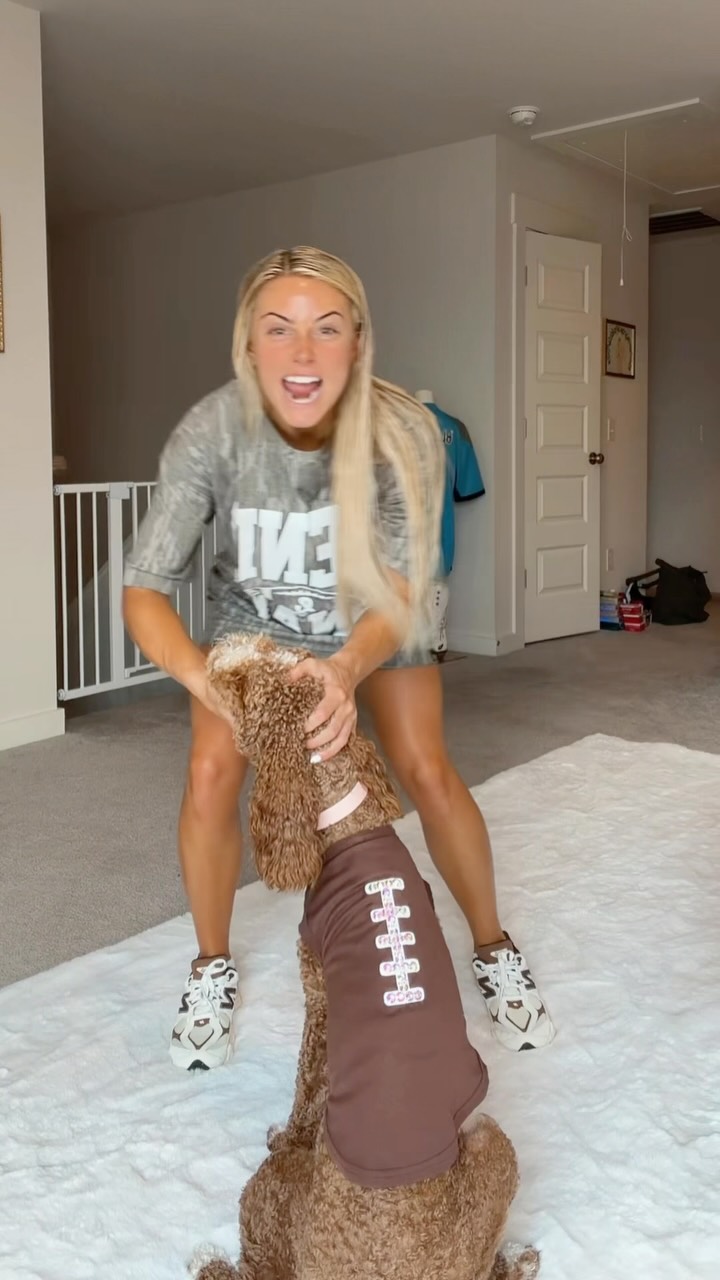 Gameday Weekend With The Fam And Dog In Football Jersey