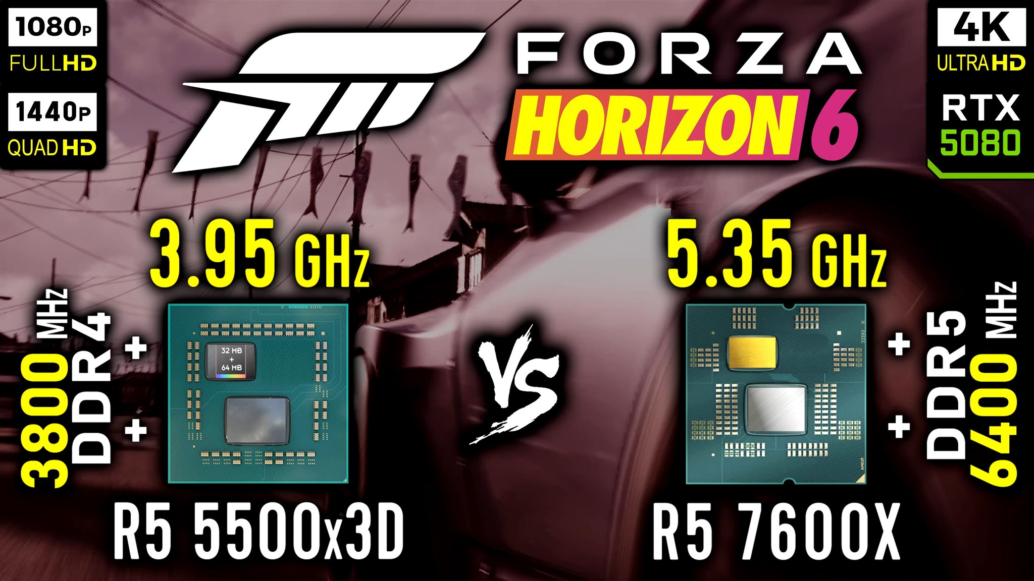 Ryzen 5 5500X3D vs Ryzen 5 7600X in Forza Horizon 6 | RTX 5080 