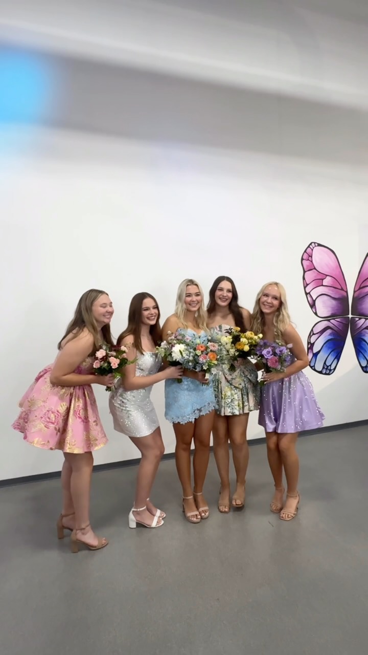 m2 homecoming dresses Caption:, 💐WANT 10% OFF YOUR BOUQUET?! ✨, Prom x Flowers By Kristine are teaming up to make your HOCO look complete, from the perfect dress to the perfect flowers! 💖, Want to score 10% SP26 Delivery 4