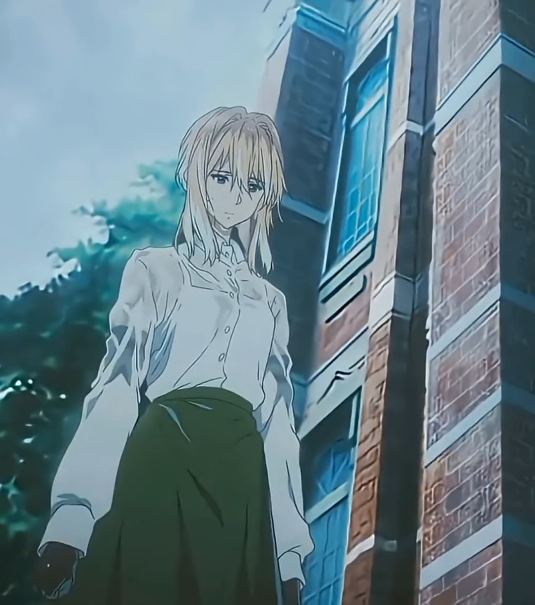 violet evergarden green dress anime edit #reels | MarsN elbow sleeve